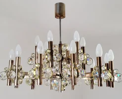 Best Pamono Gold-Plated Brass and Crystal Chandelier by Gaetano Sciolari for Palwa, 1970s