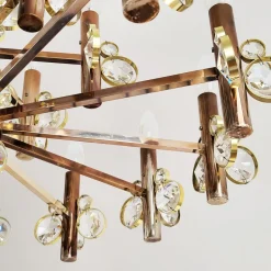 Best Pamono Gold-Plated Brass and Crystal Chandelier by Gaetano Sciolari for Palwa, 1970s