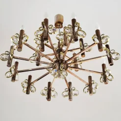 Best Pamono Gold-Plated Brass and Crystal Chandelier by Gaetano Sciolari for Palwa, 1970s