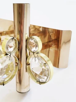 Best Pamono Gold-Plated Brass and Crystal Wall Light by Gaetano Sciolari for Palwa, 1970s