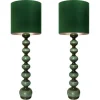 Pamono Green Ceramic Floor Lamp from Kaiser with Silk Lampshade, 1960