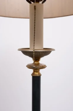 Sale Pamono Green Leather Floor Lamp in the style of Jacques Adnet, France, 1950s