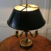 Clearance Pamono Green Toleware and Brass Triple Bouillotte Desk Lamp, France, 1890s