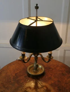 Clearance Pamono Green Toleware and Brass Triple Bouillotte Desk Lamp, France, 1890s