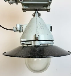 Best Pamono Grey Cast Aluminium Explosion Proof Pendant Lamp with Enameled Shade from Elektrosvit, 1970s