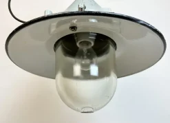 Best Pamono Grey Cast Aluminium Explosion Proof Pendant Lamp with Enameled Shade from Elektrosvit, 1970s