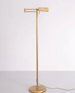 Clearance Pamono Halogen Brass Swing Arm Floor Lamp, Germany, 1980s