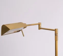Clearance Pamono Halogen Brass Swing Arm Floor Lamp, Germany, 1980s
