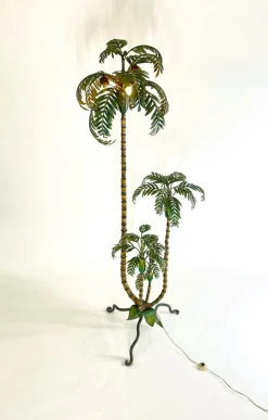 New Pamono Handmade Metal Palm Tree Floor Lamp, France, 1920s