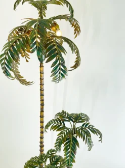 New Pamono Handmade Metal Palm Tree Floor Lamp, France, 1920s