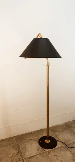 Hot Pamono Height-Adjustable and Extendable Floor Lamp with Gold Lampshade