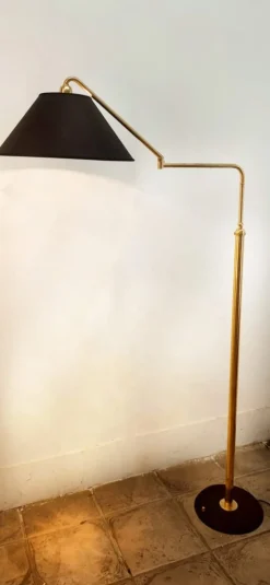 Hot Pamono Height-Adjustable and Extendable Floor Lamp with Gold Lampshade