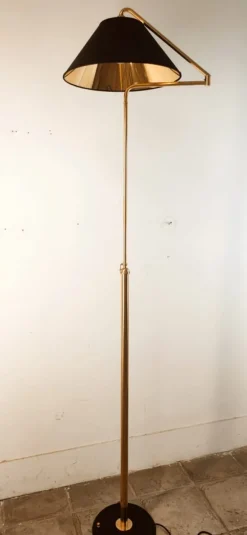 Hot Pamono Height-Adjustable and Extendable Floor Lamp with Gold Lampshade
