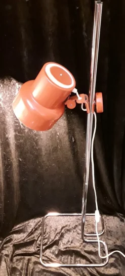 Clearance Pamono Height-Adjustable Chromed Steel Tubular Floor Lamp with Orange Metal Shade, 1970s