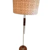 Sale Pamono Height-Adjustable Floor Lamp in Teak and Chrome-Plated Metal from Temde Leuchten, 1950s