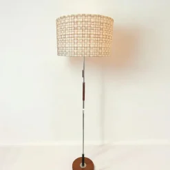 Sale Pamono Height-Adjustable Floor Lamp in Teak and Chrome-Plated Metal from Temde Leuchten, 1950s