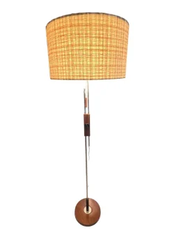 Sale Pamono Height-Adjustable Floor Lamp in Teak and Chrome-Plated Metal from Temde Leuchten, 1950s