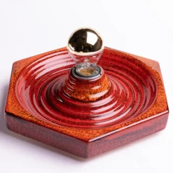 Best Pamono Hexagonal Wall Lamp in Red Orange Ceramic from Hustadt Germany, 1970s