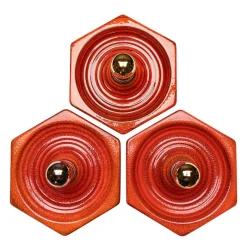Best Pamono Hexagonal Wall Lamp in Red Orange Ceramic from Hustadt Germany, 1970s