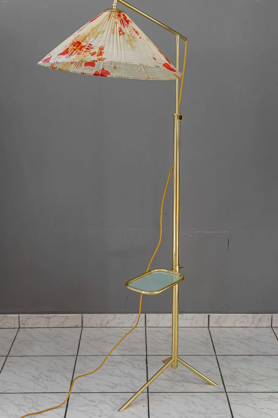 Pamono Hight Adjustable Floor Lamp with Adjustable Shelf, Vienna, 1950s