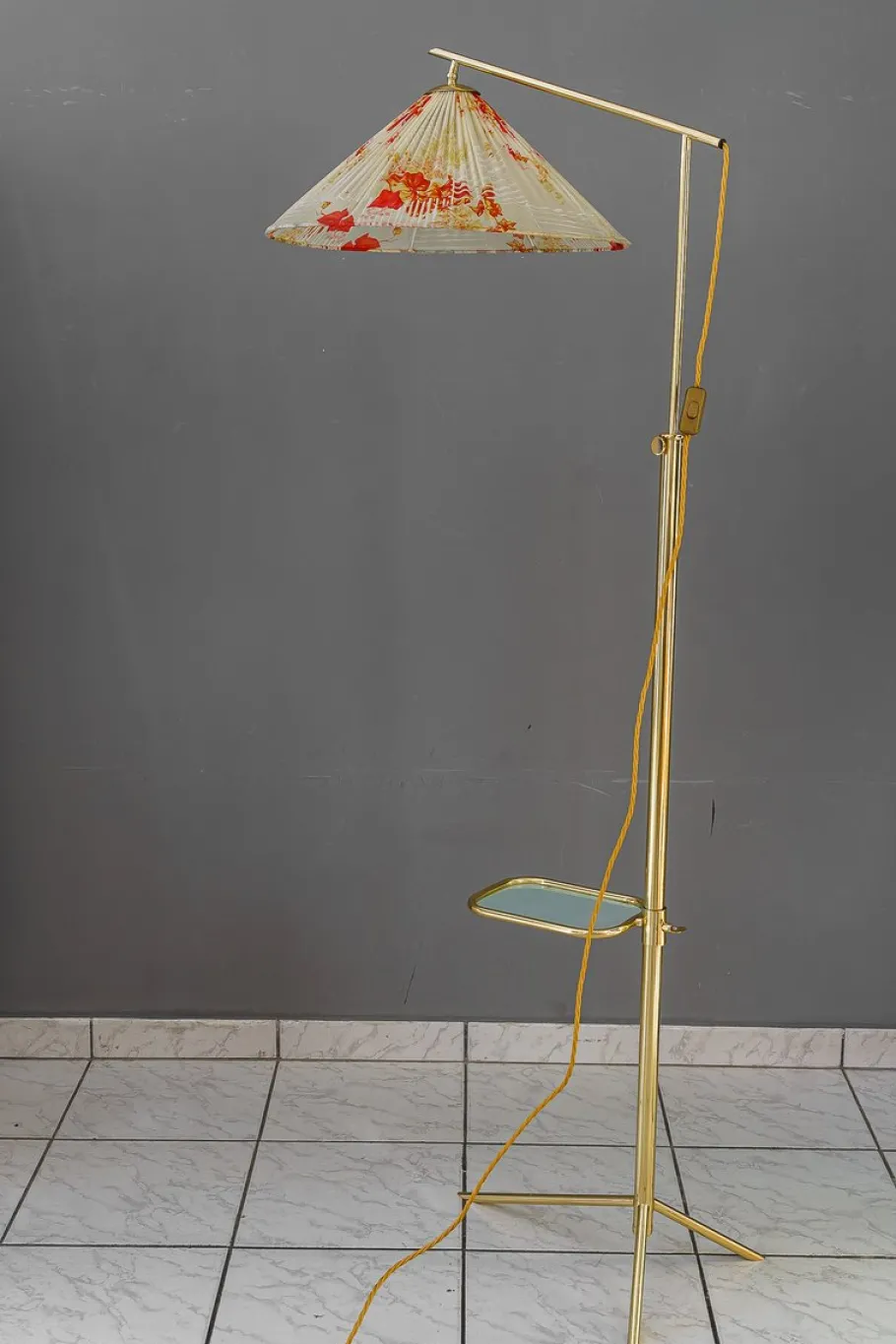 Pamono Hight Adjustable Floor Lamp with Adjustable Shelf, Vienna, 1950s