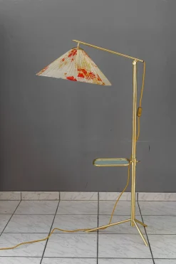 Pamono Hight Adjustable Floor Lamp with Adjustable Shelf, Vienna, 1950s