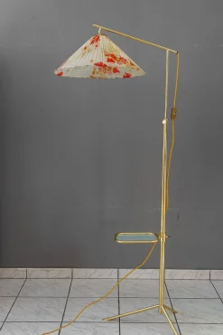Pamono Hight Adjustable Floor Lamp with Adjustable Shelf, Vienna, 1950s