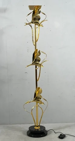 Discount Pamono Hollywood Regency Floor Lamp with Bird Figures by Lanciotto Galeotti, Italy, 1980s