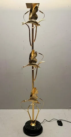 Discount Pamono Hollywood Regency Floor Lamp with Bird Figures by Lanciotto Galeotti, Italy, 1980s