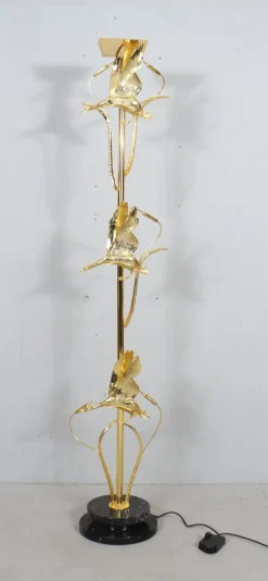 Discount Pamono Hollywood Regency Floor Lamp with Bird Figures by Lanciotto Galeotti, Italy, 1980s