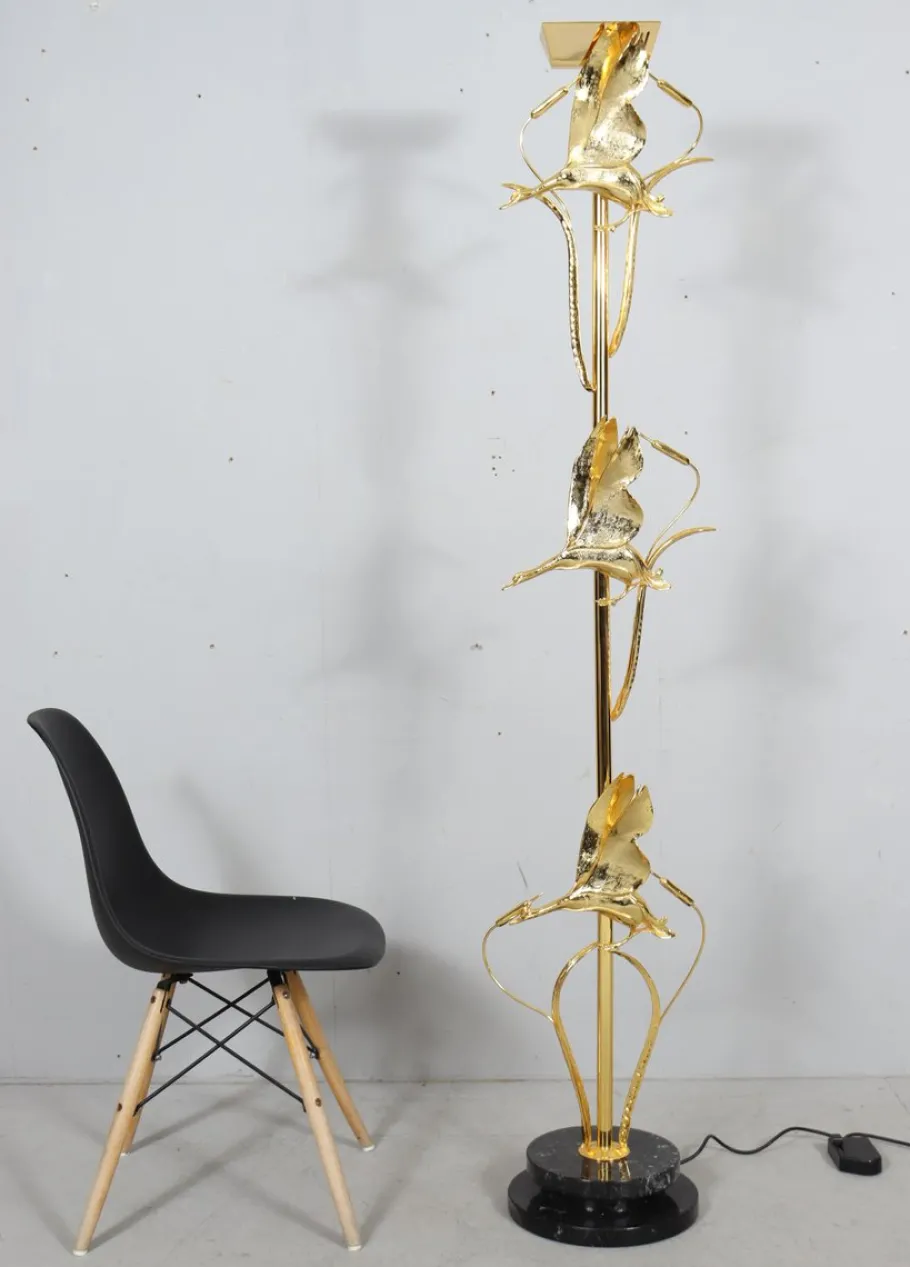 Discount Pamono Hollywood Regency Floor Lamp with Bird Figures by Lanciotto Galeotti, Italy, 1980s