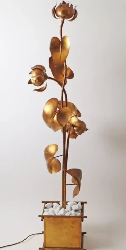 New Pamono Hollywood Regency Floral Floor Lamp attributed to Hans Kögel