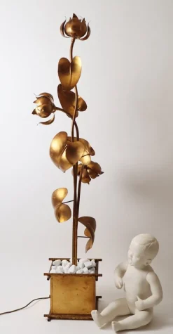 New Pamono Hollywood Regency Floral Floor Lamp attributed to Hans Kögel
