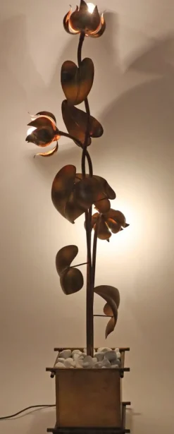 New Pamono Hollywood Regency Floral Floor Lamp attributed to Hans Kögel
