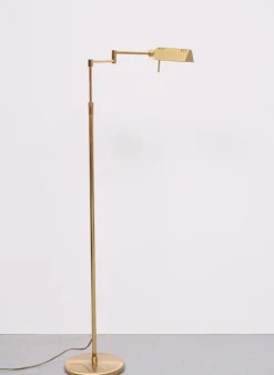 New Pamono Holtkoetter Brass Swing Arm Floor Lamp, Germany, 1980s