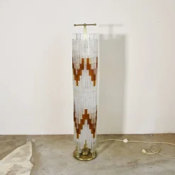Pamono Ice & Orange Murano Glass Floor Lamp by Albano Poli for the Poliarte