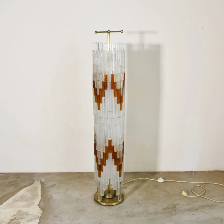 Pamono Ice & Orange Murano Glass Floor Lamp by Albano Poli for the Poliarte