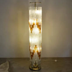 Pamono Ice & Orange Murano Glass Floor Lamp by Albano Poli for the Poliarte