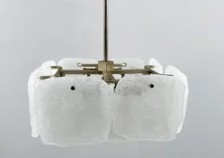Clearance Pamono Ice Glass Bernstein Ceiling Lamp by J. T. Kalmar for Kalmar Franken, Austria, 1960s