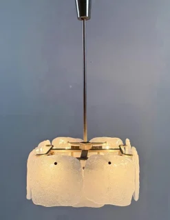 Clearance Pamono Ice Glass Bernstein Ceiling Lamp by J. T. Kalmar for Kalmar Franken, Austria, 1960s