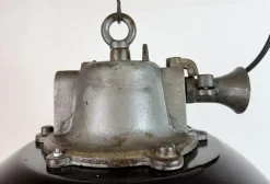 Best Pamono Industrial Black Enamel and Cast Iron Cage Pendant Light from Elektrosvit, 1960s