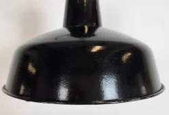 Pamono Industrial Black Enamel Factory Lamp with Cast Iron Top from Elektrosvit, 1950s