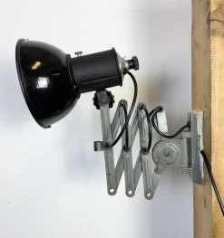 Best Pamono Industrial Black Enamel Scissor Wall Lamp, 1950s