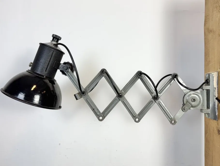 Best Pamono Industrial Black Enamel Scissor Wall Lamp, 1950s