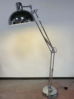Hot Pamono Industrial Floor Chrome Lamp, 1980s