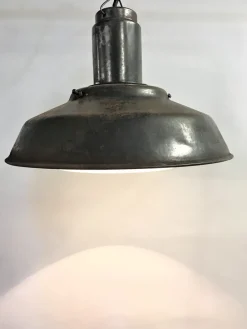 Best Pamono Industrial Metal & Opaline Glass Pendant Lamp, 1960s