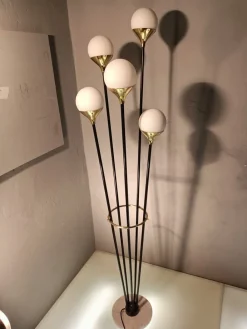 New Pamono Iron, Brass & Marble Alberello Floor Lamp from Stilnovo