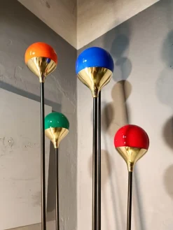 New Pamono Iron, Brass & Marble Alberello Floor Lamp from Stilnovo