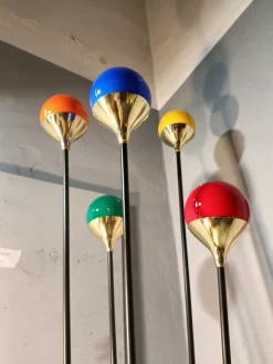 New Pamono Iron, Brass & Marble Alberello Floor Lamp from Stilnovo