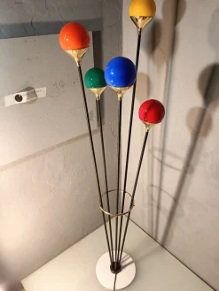 New Pamono Iron, Brass & Marble Alberello Floor Lamp from Stilnovo